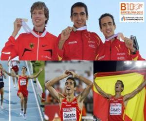 yapboz Arturo Casado 1500 m şampiyonu ve Carsten Schlangen Manuel Olmedo (2 ve 3) Avrupa Atletizm Şampiyonası&#039;nda Barcelona 2010